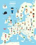 Beprikbare landkaart Europa voor kinderen jongens blauw 90x120 cm