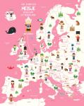 Beprikbare landkaart Europa voor kinderen meisjes roze 60x80 cm